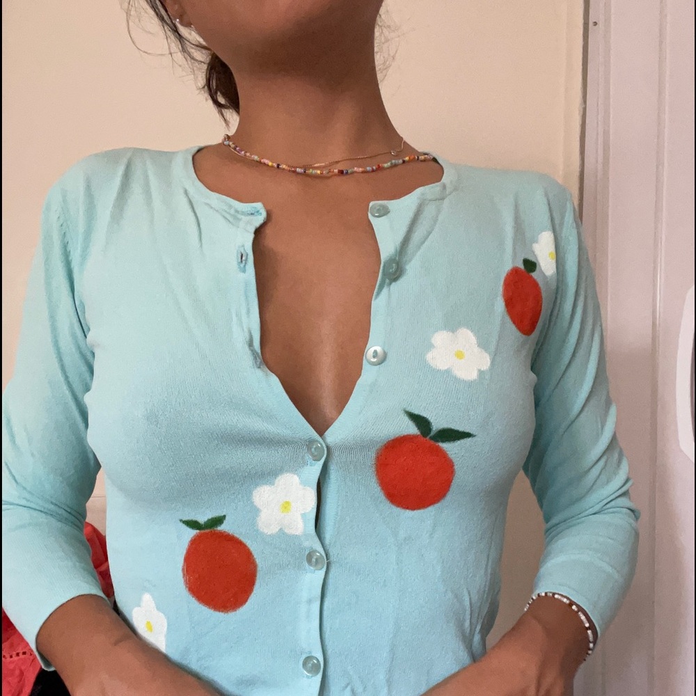 Hand painted baby blue button up